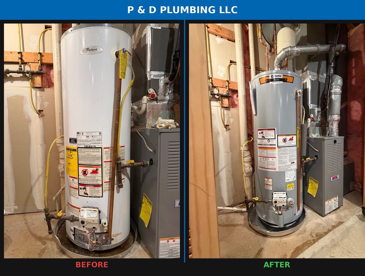 Before and After Water Heater Replacement by P & D Plumbing