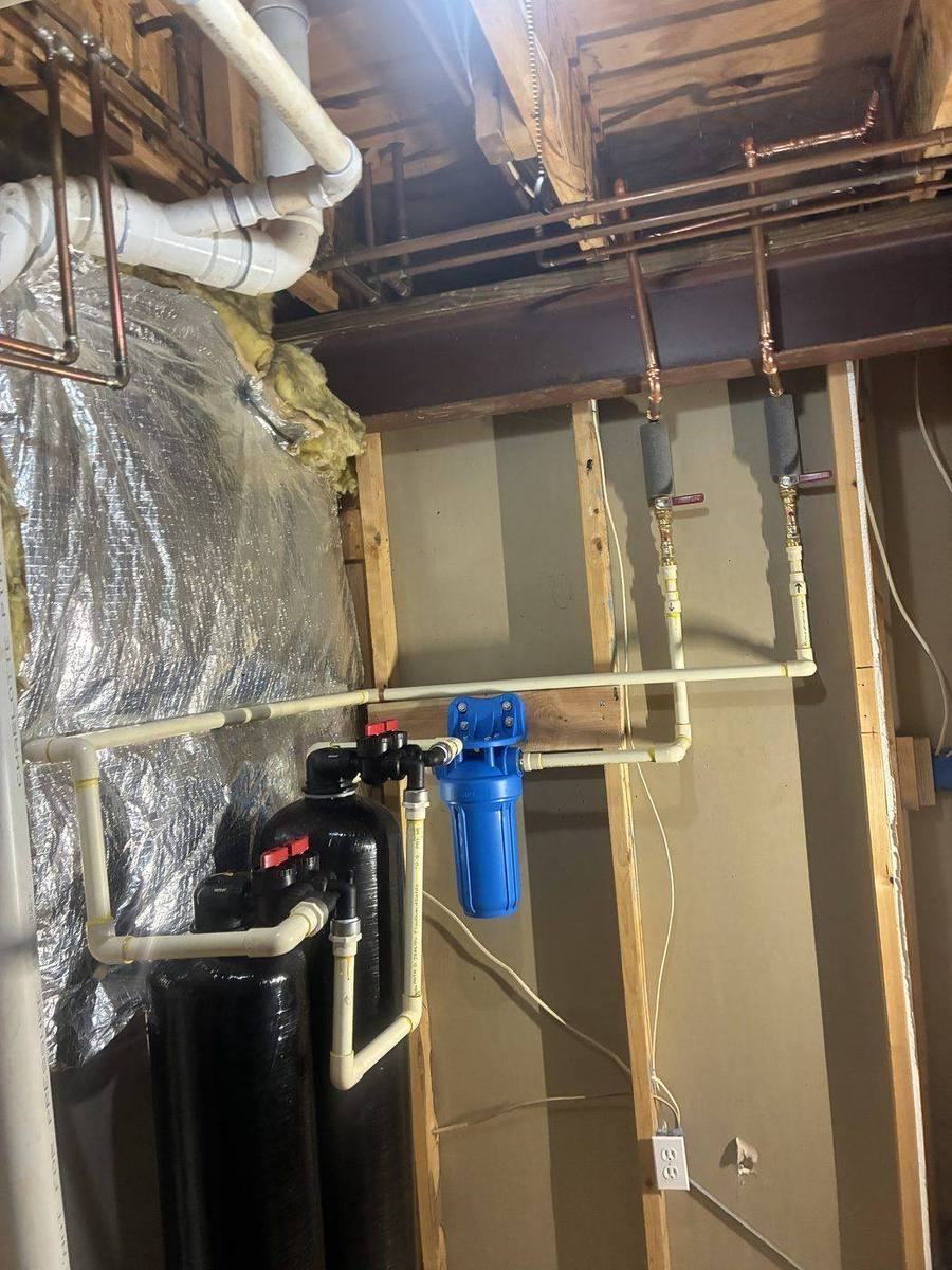Whole House Water Treatment System Installation with Dual Tanks and Sediment Filter
